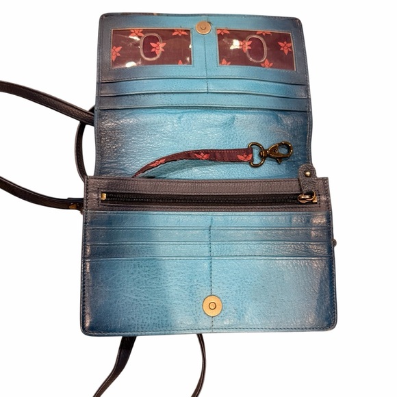 Anna by Anuschka Blue and Pink Floral Crossbody Bag - Picture 5 of 8